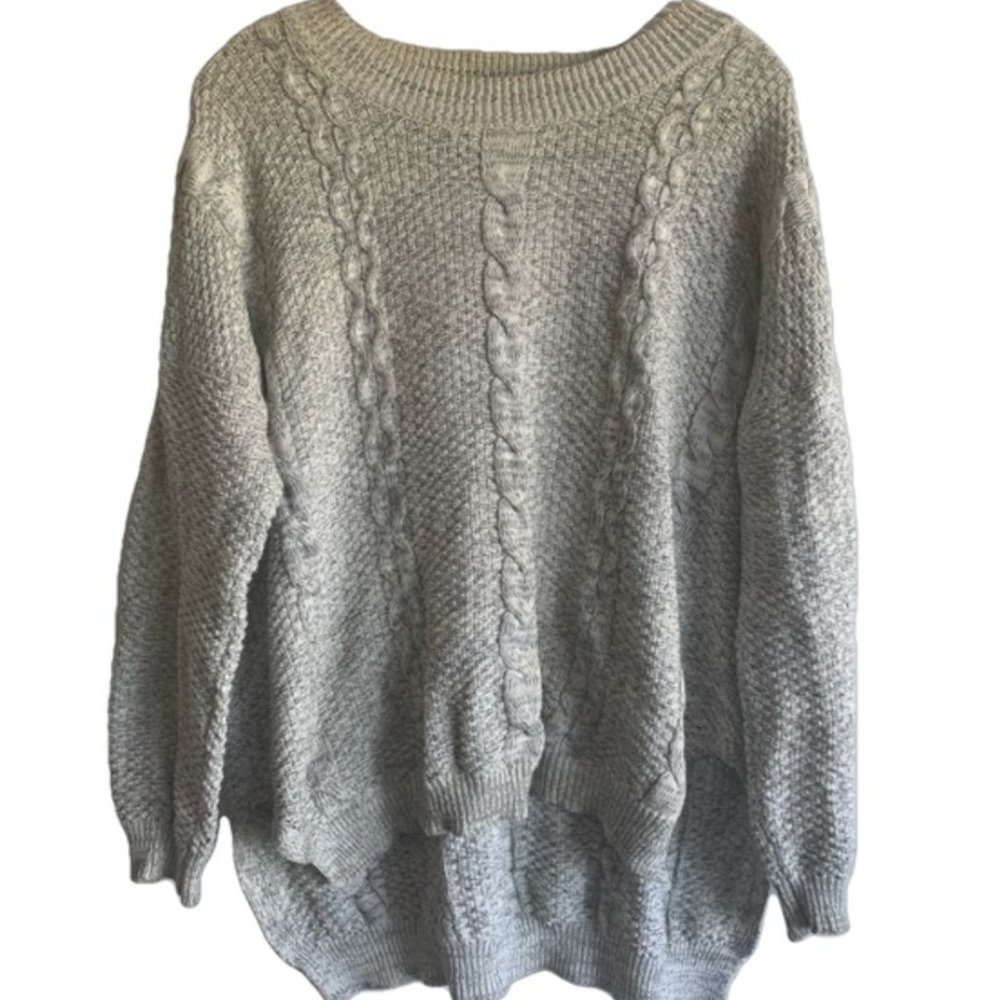 Millau Grey Cable Knit High/Low Sweater